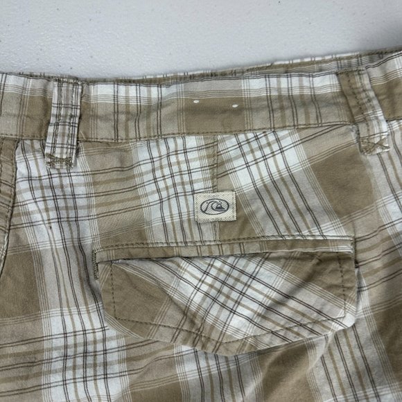 Quiksilver Edition Plaid Cargo Shorts Men Adult Size 38 Brown Used - Picture 2 of 10